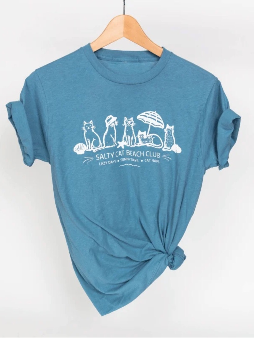 CatLady Adult S Blue Salty Cat Beach Club Short Sleeve Tee NEW, NEVER WORN